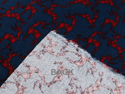 Christmas cotton flannel with deer on blue