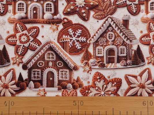 Premium 100% Cotton Fabric - Gingerbread Houses