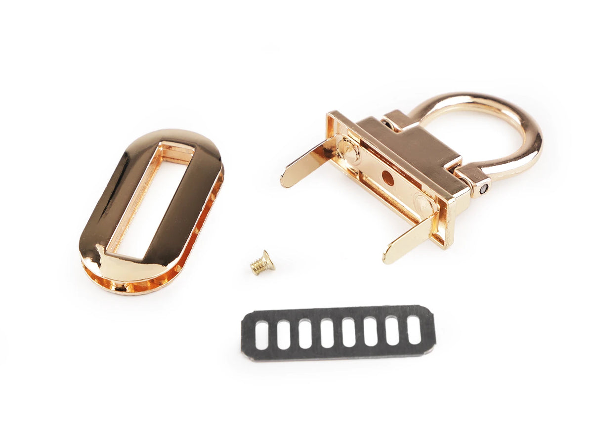 Metal bag clasp / lock 20 × 42 mm – gold-colored