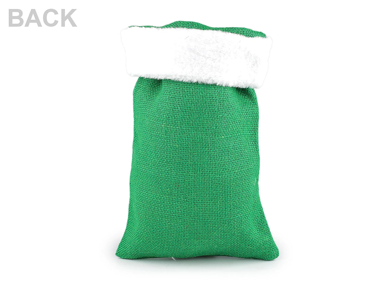 Christmas jute gift bag with fluffy trim – 20 × 30 cm