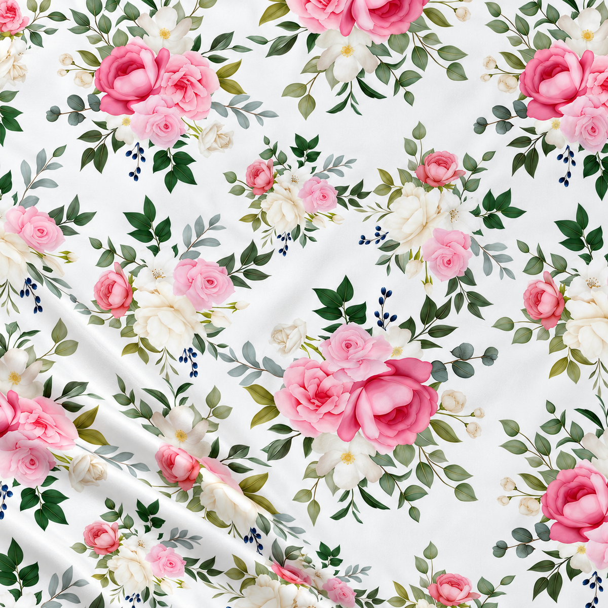 100% Cotton Fabric - Pink Roses