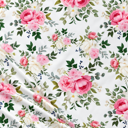 100% Cotton Fabric - Pink Roses