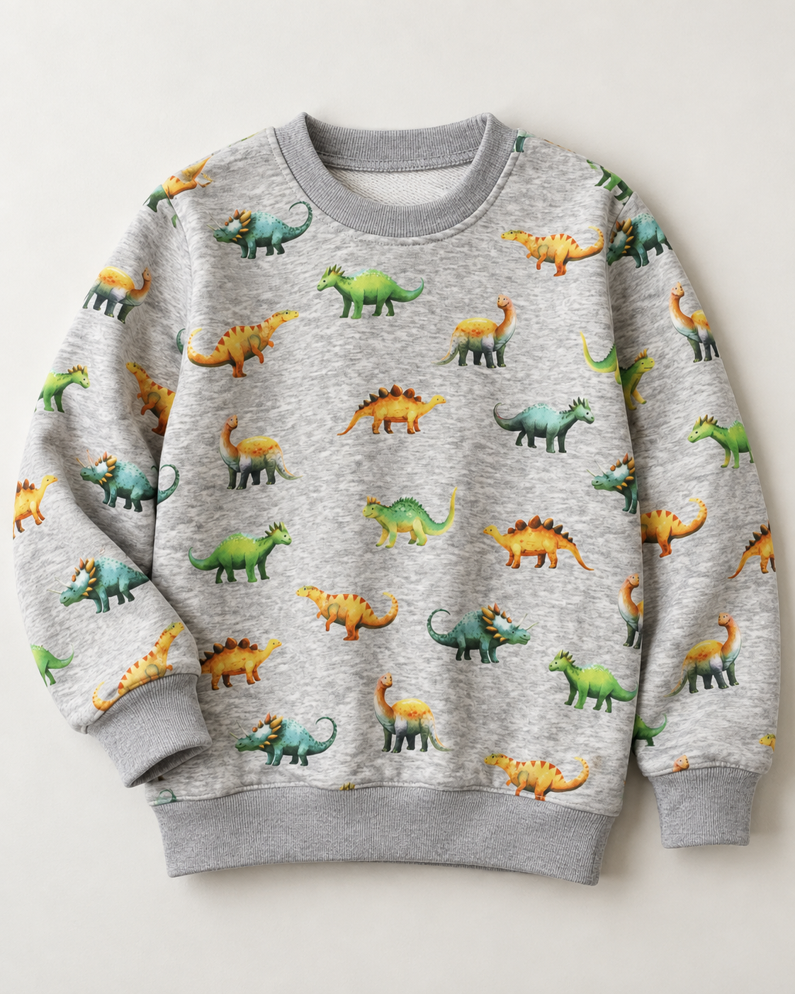 Cotton-Insulated Knitwear | Alpen Fleece Dinosaurs on Grey