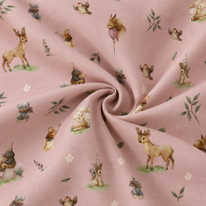 100% Cotton Flannel with Flowers on Pink