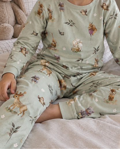 100% Cotton Flannel with Flowers on a Green-Gray Background