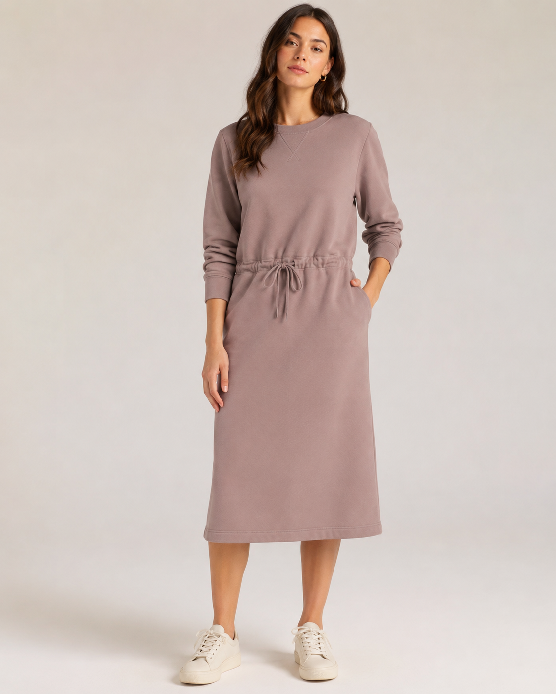 Tricot bouclette en coton - rose pastel