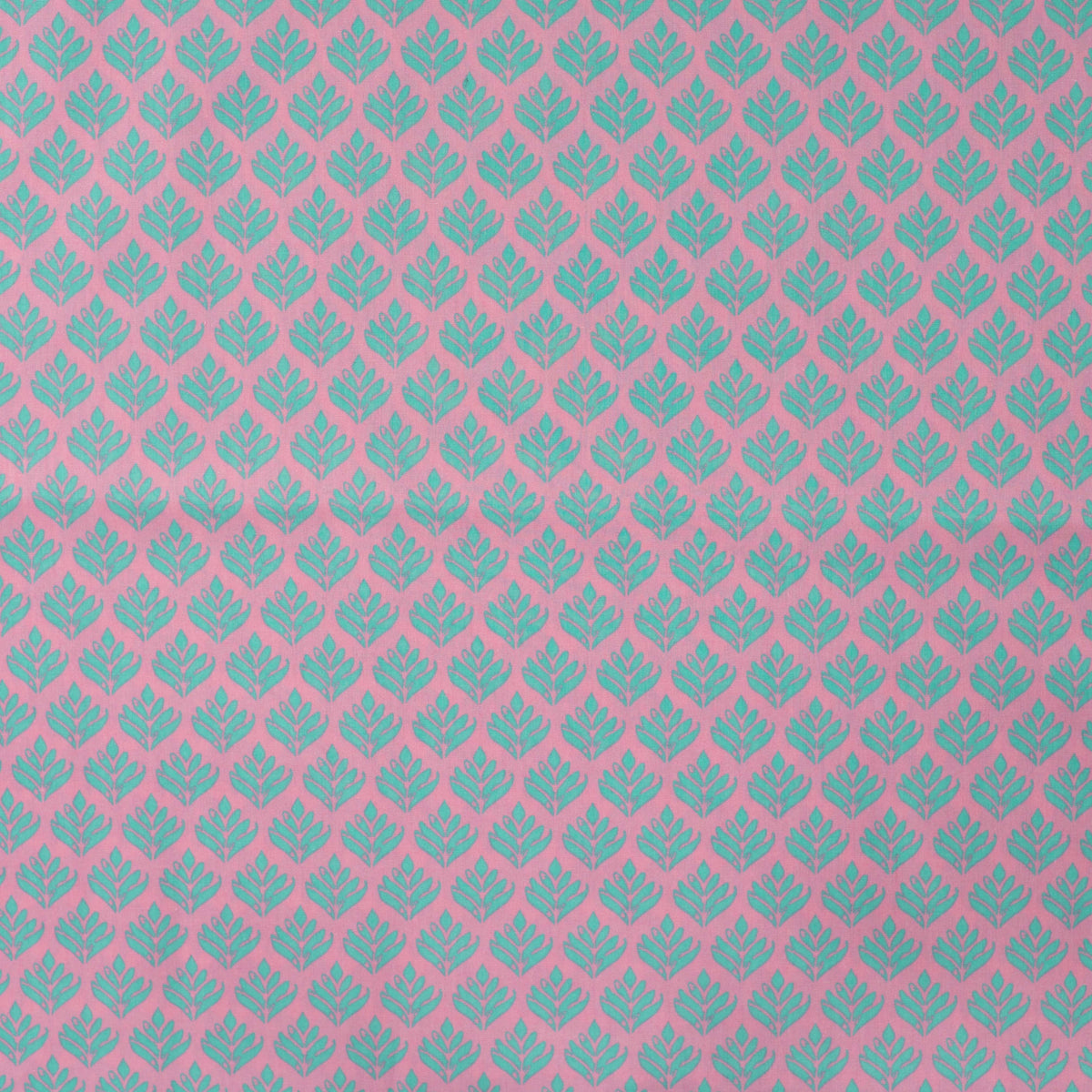 Premium 100% Cotton Fabric - Turquoise Leaves