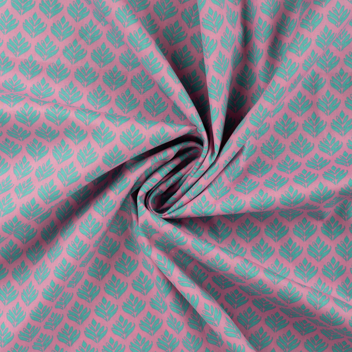 Premium 100% Cotton Fabric - Turquoise Leaves