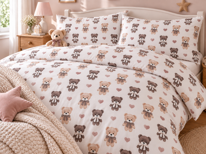 100% Cotton Fabric - Bears and Hearts