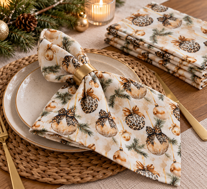 Premium 100% Cotton Fabric - Christmas Leopard Print Decor