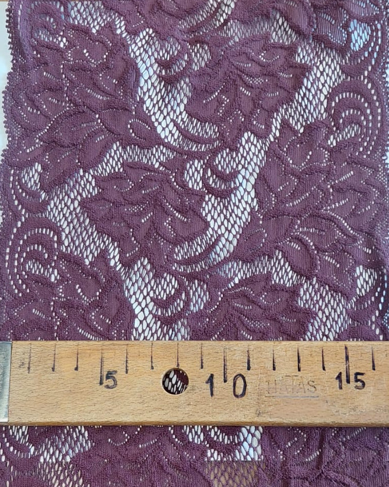 Elastīgā mežģīne 18 cm-vīna tonis