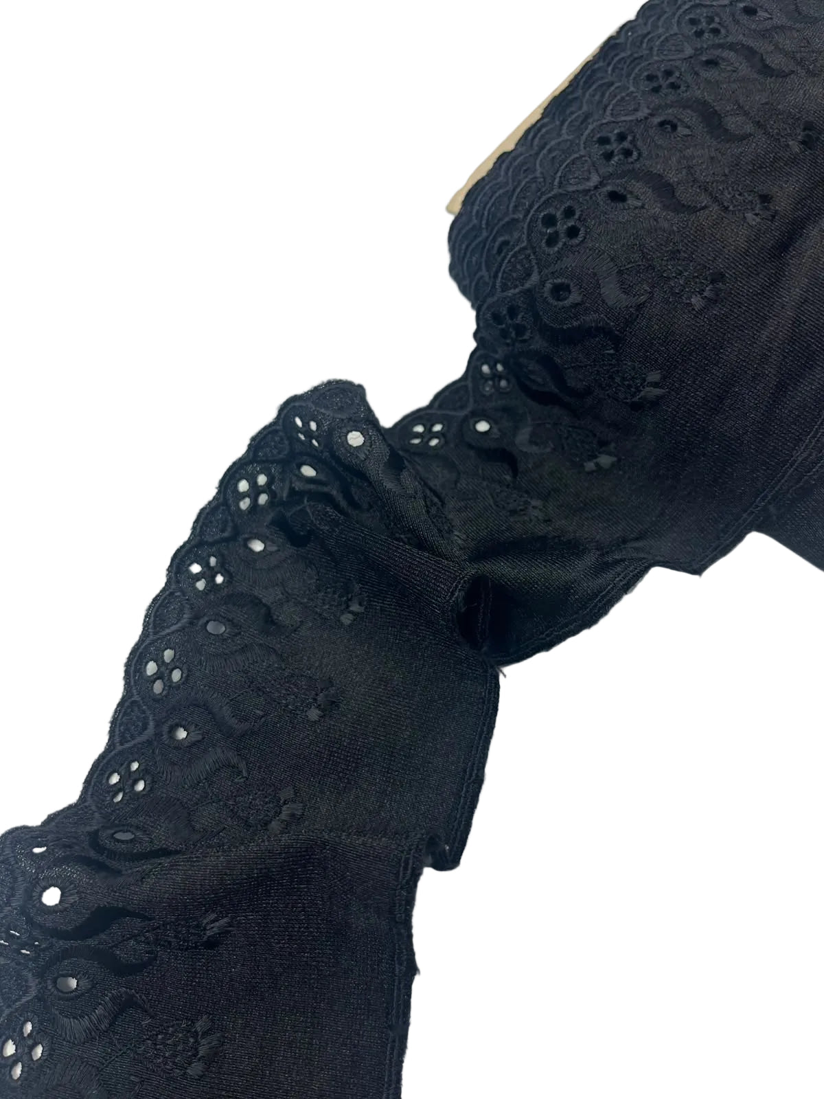 Izšūta mežģīne 8 cm- melna