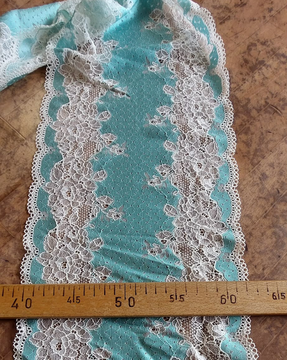 Elastīgā mežģīne 22 cm-lagūnas zilais