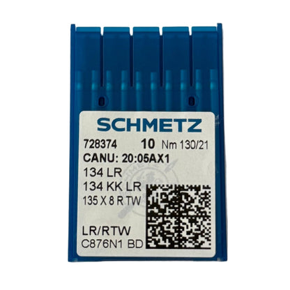 Image avec aiguilles pour machines à coudre industrielles SCHMETZ 134 LR pour cuir (10 pièces) – disponible chez Šarlotes audumi