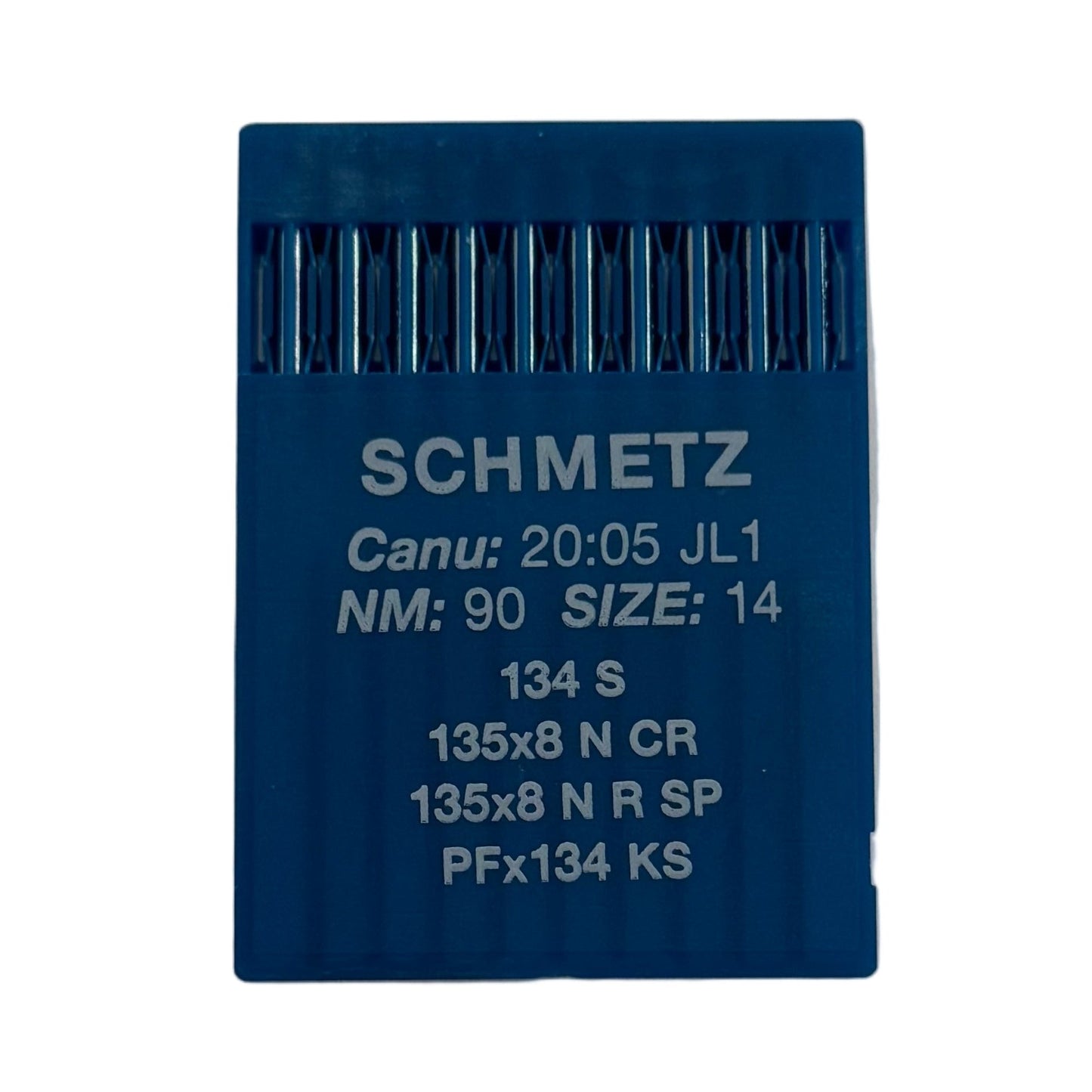Image avec aiguilles pour machines à coudre industrielles SCHMETZ 134 S - pour cuir (10 pces) – disponible chez Šarlotes audumi