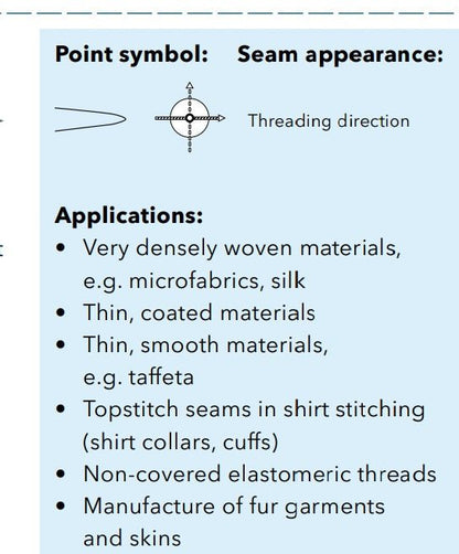 alt
Image featuring SCHMETZ DBx1 SPI SERV 7 industrial sewing machine needles for dense and thin fabrics (10 pcs) – available at Šarlotes audumi