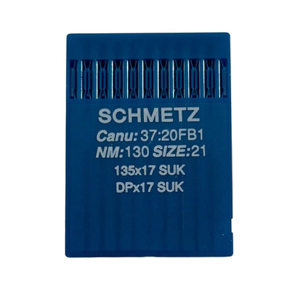 Image des aiguilles pour machines à coudre industrielles SCHMETZ DPX17 SUK – pour jersey et denim (10 pièces) – disponible chez Šarlotes audumi