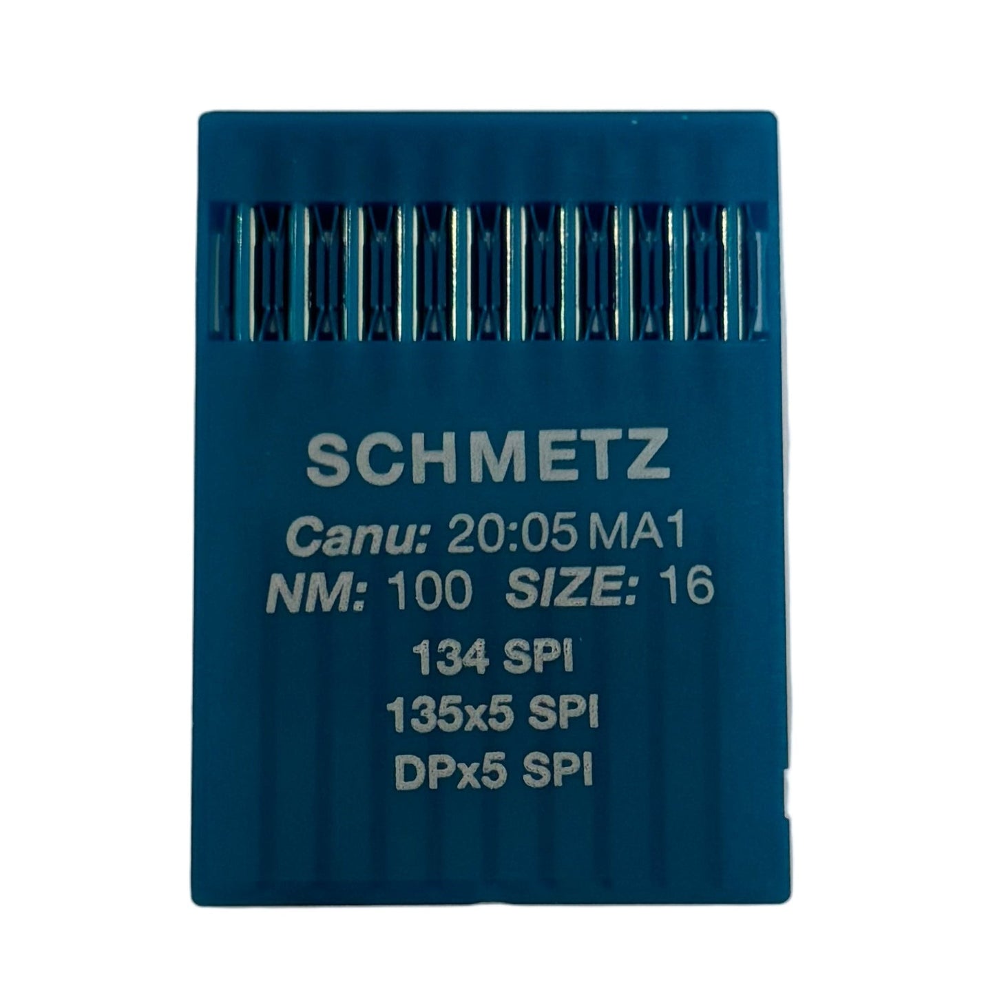 Image de machines à coudre industrielles à aiguilles SCHMETZ DPx5 SPI pour tissus épais et fins (10 pièces) – disponible chez Šarlotes audumi