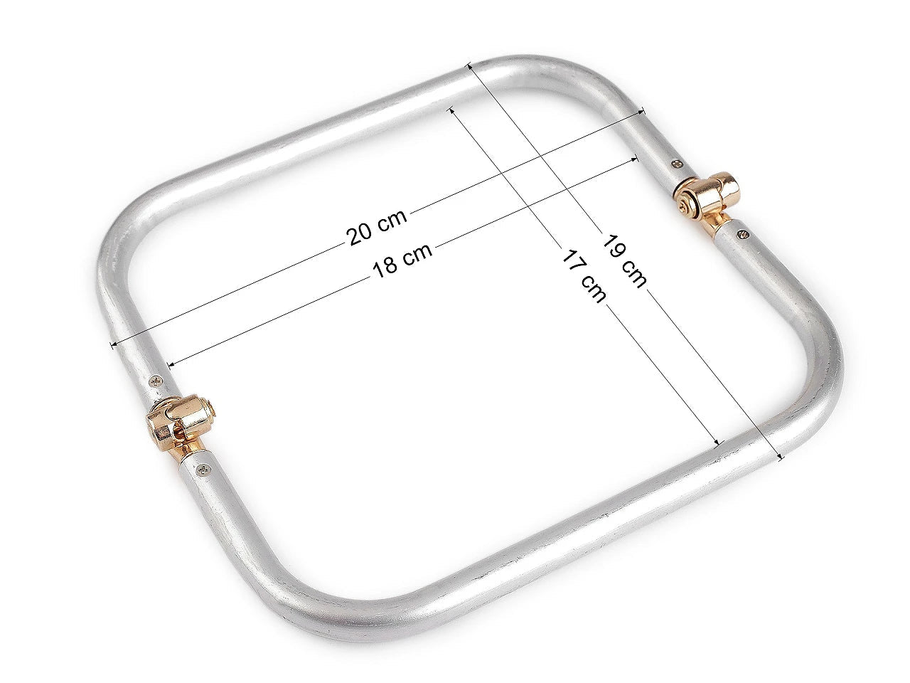 Image of aluminum purse frame with gold clasp 20 × 19 cm – available at Charlotte’s Fabrics