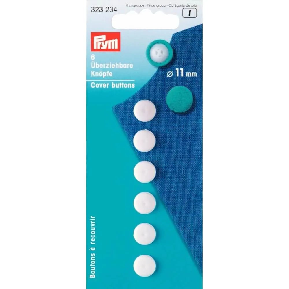 Image of Prym 11 mm white cover buttons – available at Šarlotes audumi