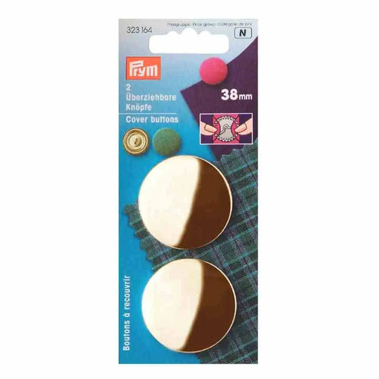 Image of Prym 38 mm gold cover buttons without a template, available at Šarlotes audumi