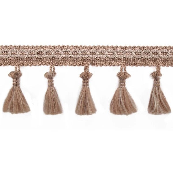 Image of fringe ribbon with tassels 55 mm - latte – available at Charlotte's Fabrics