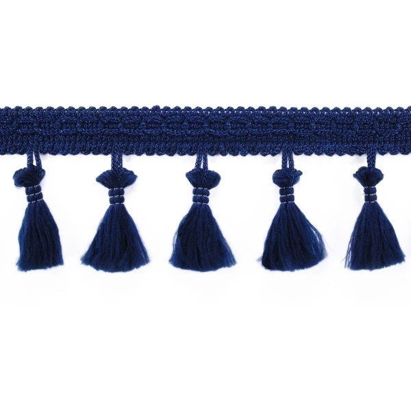 Image with fringe ribbon with tassels 55 mm - dark blue – available at Charlotte's fabrics
