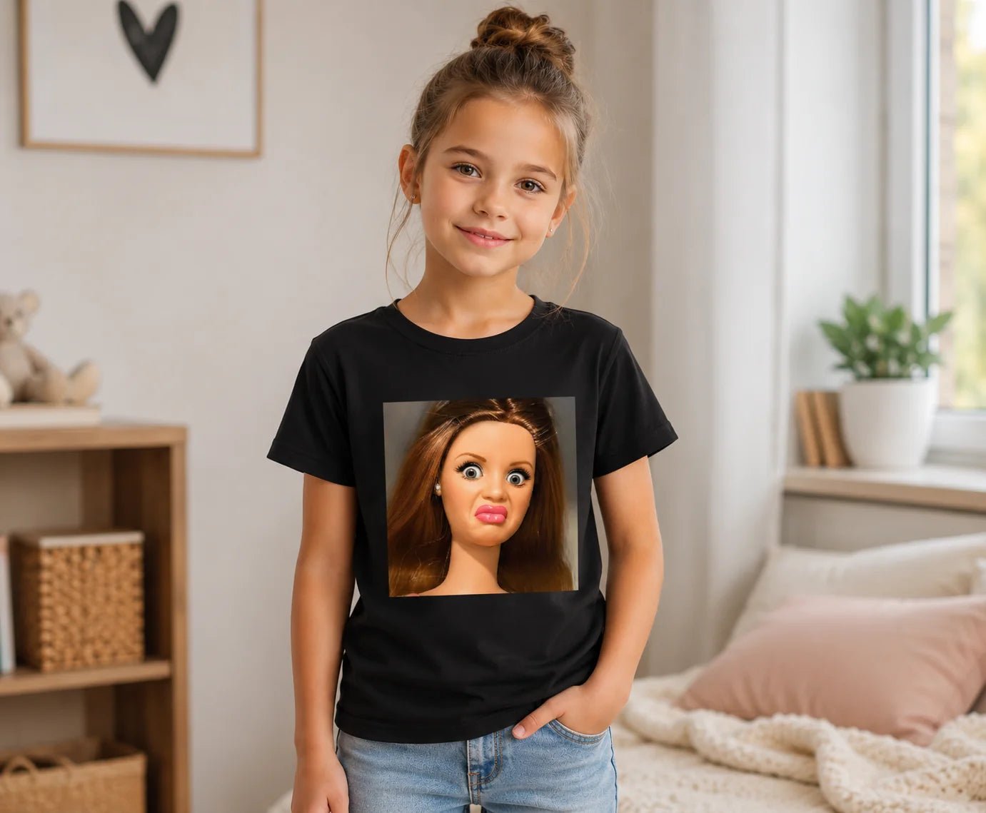 Bild mit Kinder-Baumwoll-T-Shirt „Seriously?“ – erhältlich bei Šarlotes audumi