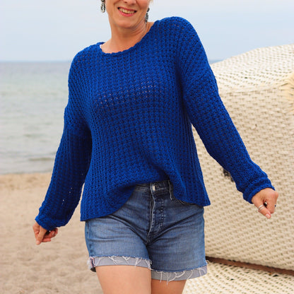 Image avec tricot épais 100 % coton - bleu roi 615 g/m² – disponible chez Šarlotes audumi
