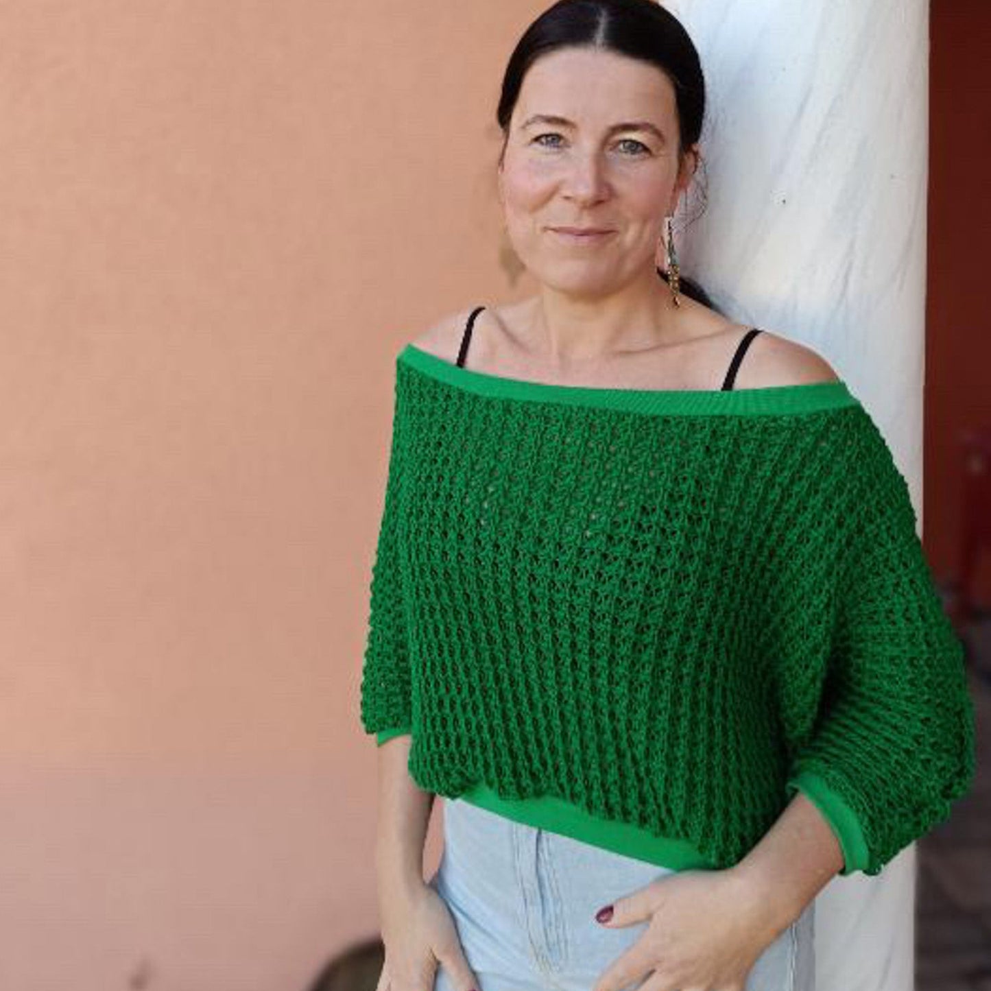 Image d’un tricot épais 100 % coton - vert 615 g/m² – disponible chez Šarlotes audumi