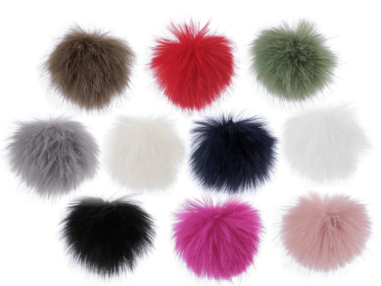 Image of pom-pom hats with loop Ø8 cm|assorted shades – available at Šarlotes audumi