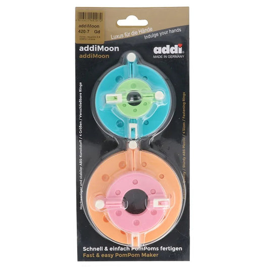 Image with Bumbuliši pom-pom making ring set Addi Moon | 4 sizes – available at Šarlotes audumi