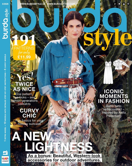 Attēls ar Burda Style žurnāls | 2026. gada maijs – pieejams Šarlotes audumi