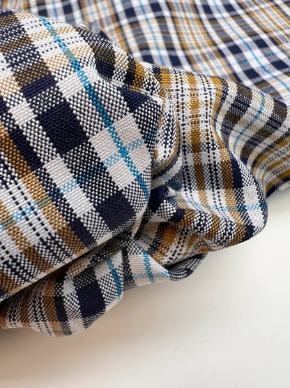Plaid cotton and viscose fabric with elastane in multicolour pattern – Italy