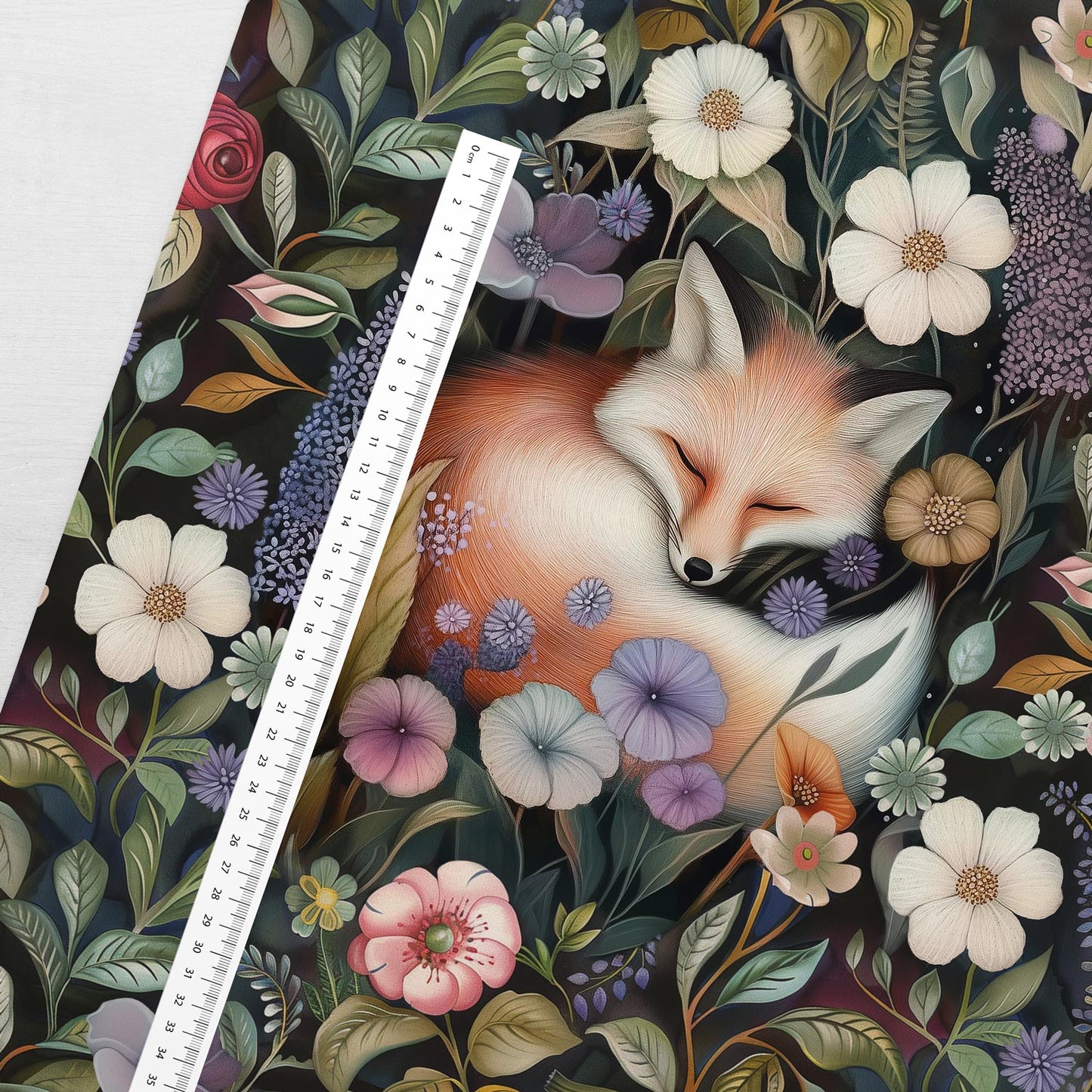 Image d’un panneau en jersey à boucles 40x50 cm – Renard des prairies mystérieuses 250 g/m² – disponible chez Šarlotes audumi