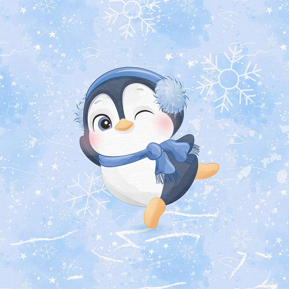 Picture with loop-knit panel 40x50 cm - little penguin 250 g/m² – available at Charlotte's Fabrics