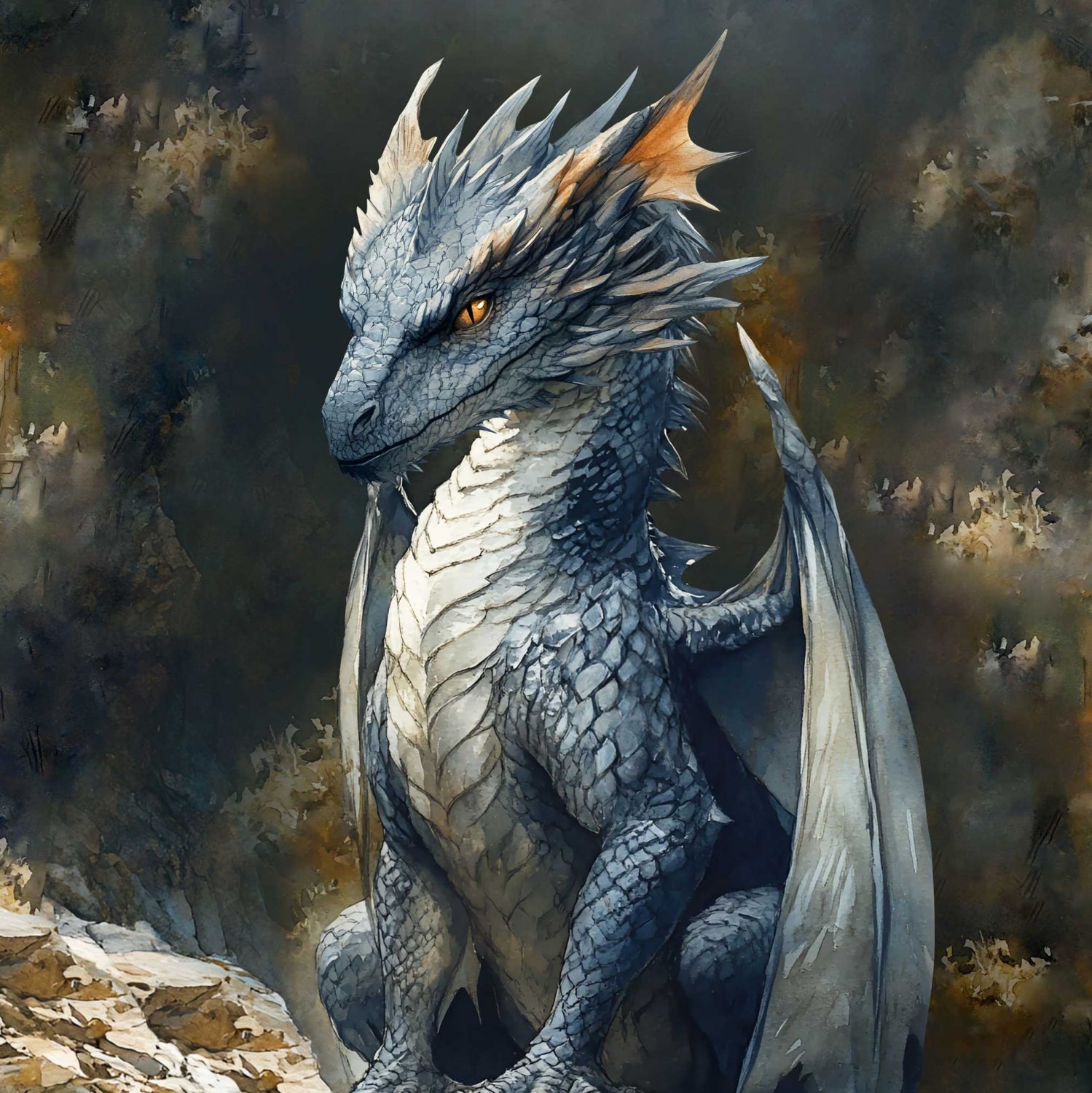 Image with loop knit panel - blue dragon 250 g/m² | Design - 13 – available at Šarlotes audumi