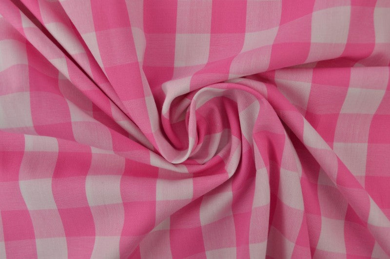 Pink check poplin (21 mm check)