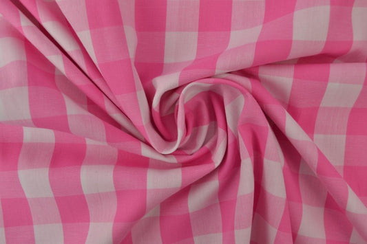 Pink check poplin (21 mm check)