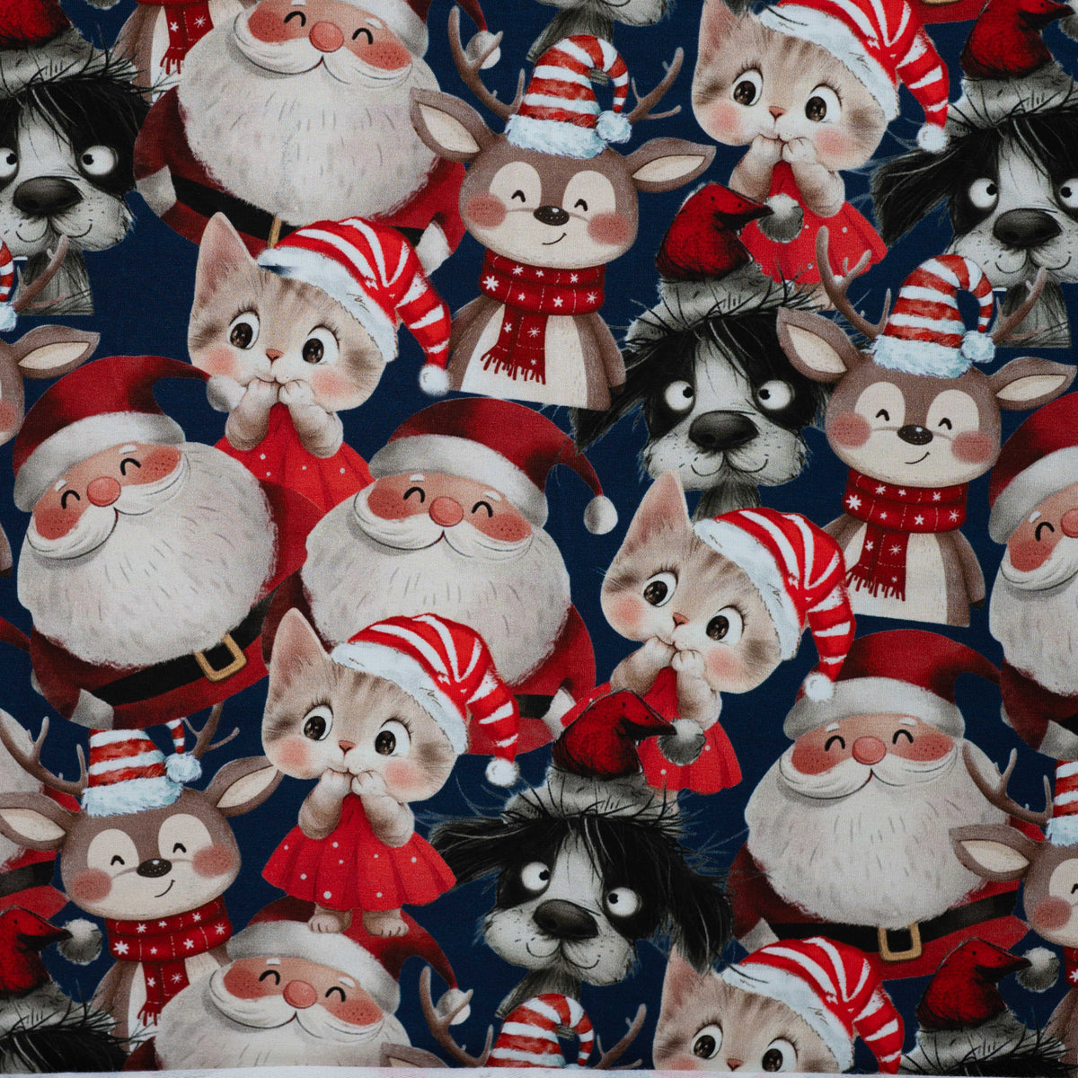 Cotton Loopback Knit - Holiday Friends