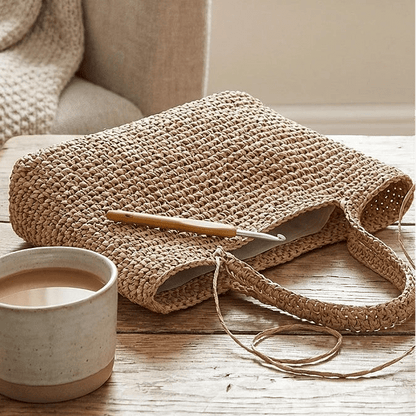Image of natural raffia cord for knitting and crocheting Ø2 mm – available at Šarlotes audumi