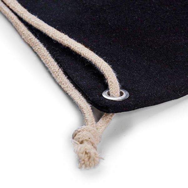 Sac à dos à cordons en coton naturel 140 g/m² 38 × 46 cm - noir – disponible chez Šarlotes audumi