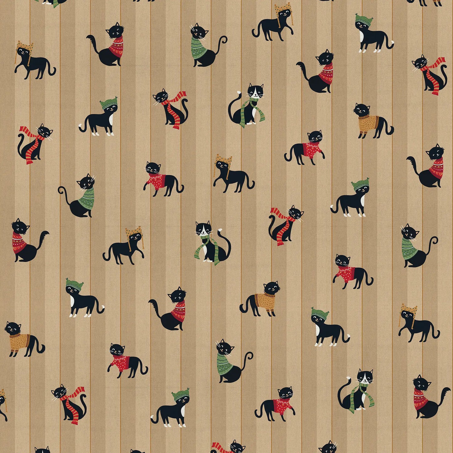 Tissu en toile - chats avec des écharpes