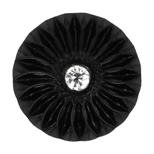 Decorative button with a diamond in the center-black – available online at Charlotte's Fabrics