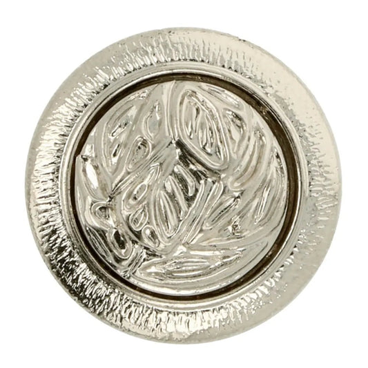 Image of decorative button with a heart element - silver – available online at Šarlotes audumi