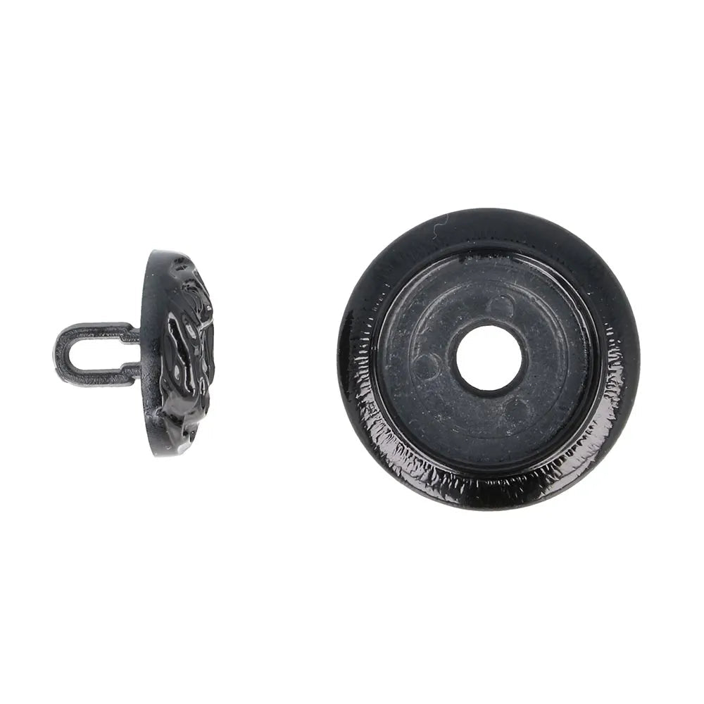 Image of decorative button with heart element - blue-gray - available online at Charlotte's Fabrics