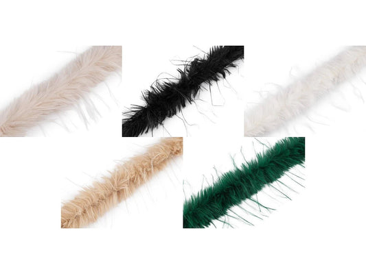 Image with decorative feather trim with long fluff, 6 cm – available online at Šarlotes audumi