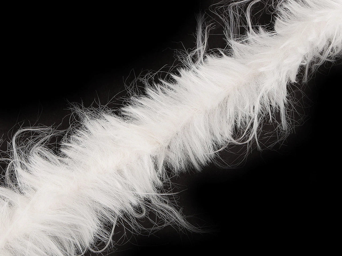 Image with decorative feather trim with long fluff, 6 cm – available online at Šarlotes audumi