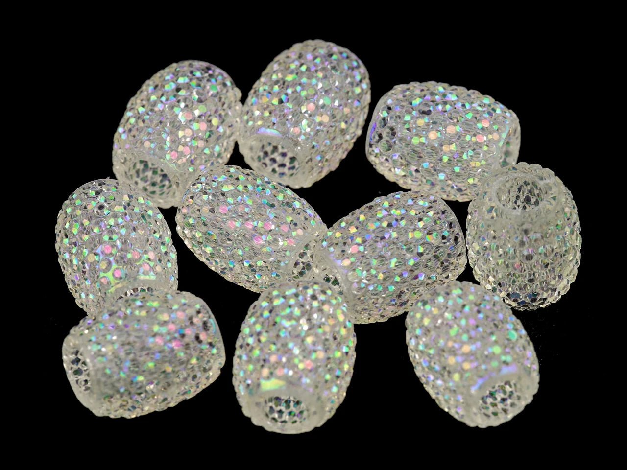 Image de perles décoratives brillantes à gros trou 13×15 mm – disponible chez Šarlotes audumi