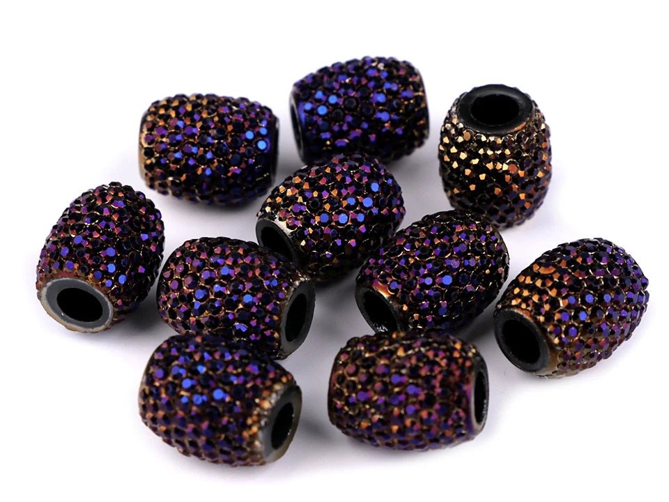 Image de perles décoratives brillantes à gros trou 13×15 mm – disponible chez Šarlotes audumi